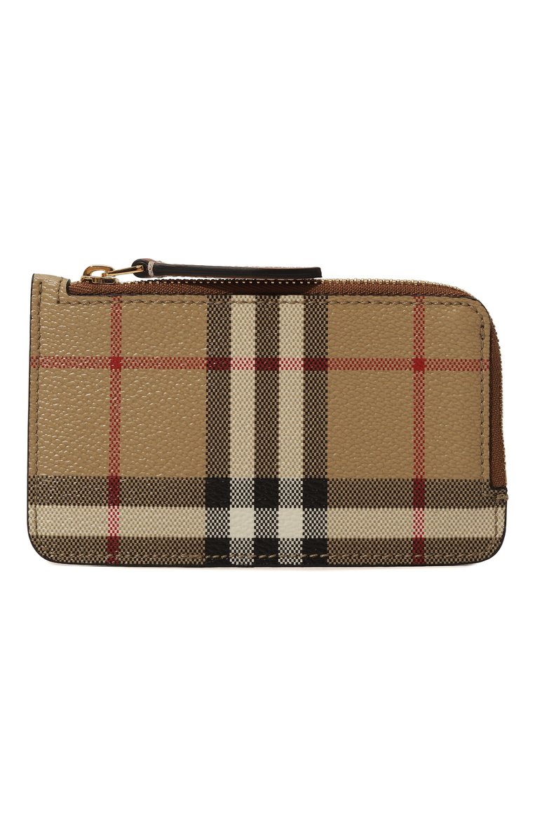 Женский футляр для кредитных карт BURBERRY бежевого цвета, арт. 8070419 | Фото 1 (Материал сплава: Проставлено; Нос: Не проставлено; Материал: Текстиль, Пластик)