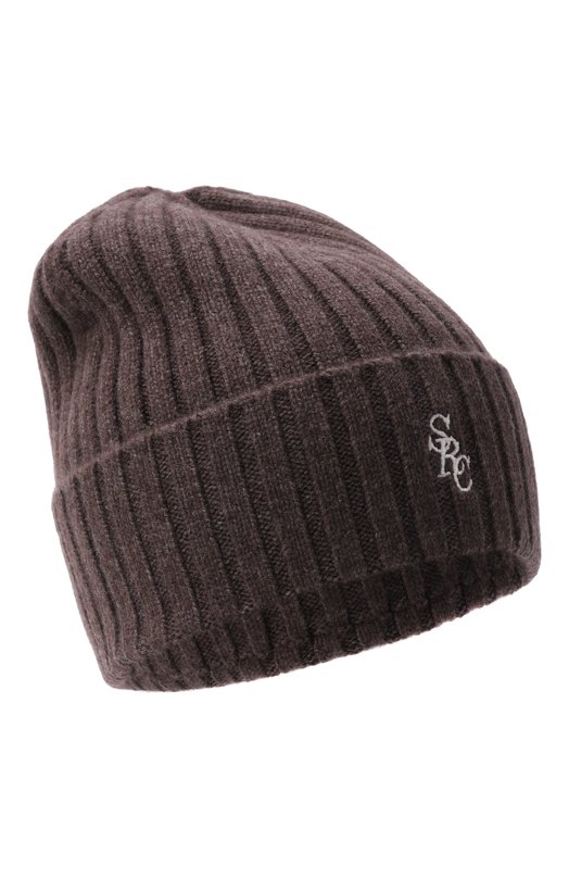 Шапка из кашемира и шерсти Sporty and Rich AC06666302BR27 Коричневый AC06666302BR27