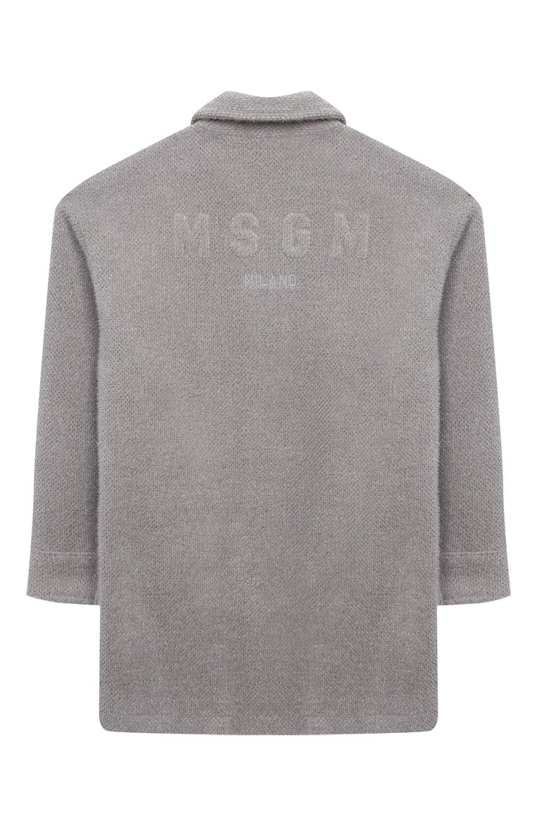 Детская куртка-рубашка MSGM KIDS серого цвета, арт. F4MSJUC0260 | Фото 2 (Драгоценные камни: Проставлено; Материал сплава: Проставлено; Материал подклада: Хлопок; Материал внешний: Синтетический материал; Рукава: Длинные; Кросс-КТ: Демисезон; Ростовка одежда: 8 лет | 128 см, 10 - 11 лет | 140 - 146см, 12 лет | 152 см, 16 лет | 164 см)