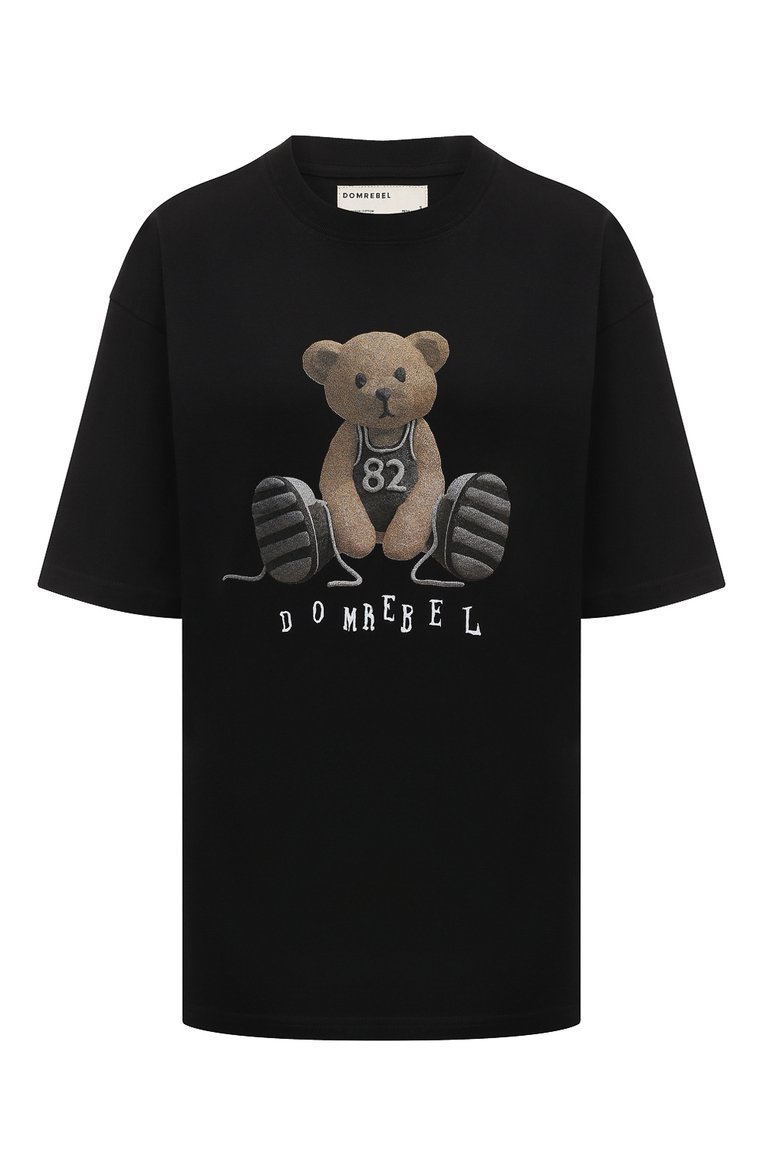 Женская хлопковая футболка DOMREBEL черного цвета, арт. GAMETIME/T-SHIRT | Фото 1 (Драгоценные камни: Проставлено; Длина (для топов): Стандартные; Материал сплава: Проставлено; Материал внешний: Хлопок; Рукава: Короткие; Принт: С принтом; Стили: Гранж)