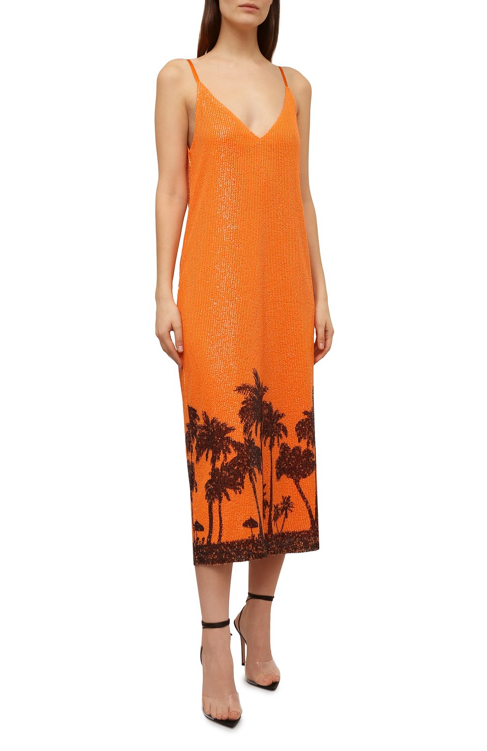 Платье с пайетками IN THE MOOD FOR LOVE оранжевого цвета по цене 59950 руб., арт. N0A HAWAIIAN PRINTED DRESS, фото 2 Платье с пайетками IN THE MOOD FOR LOVE, арт. N0A HAWAIIAN PRINTED DRESS, фото 2