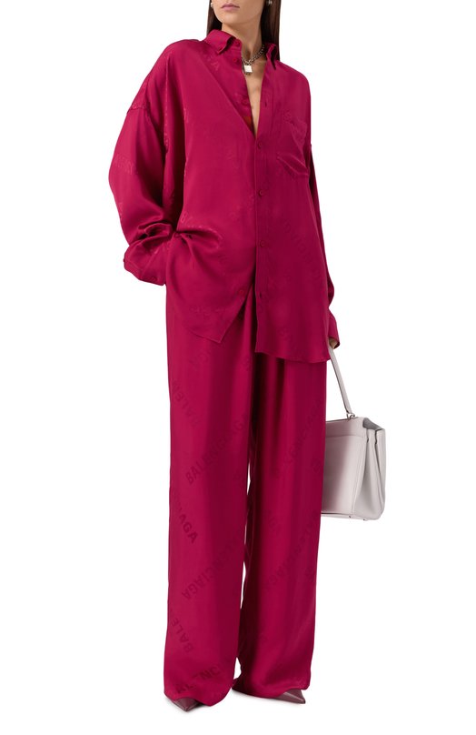 Рубашка из вискозы Balenciaga 814121/T0013 Бордовый  814121/T0013 Фото 2
