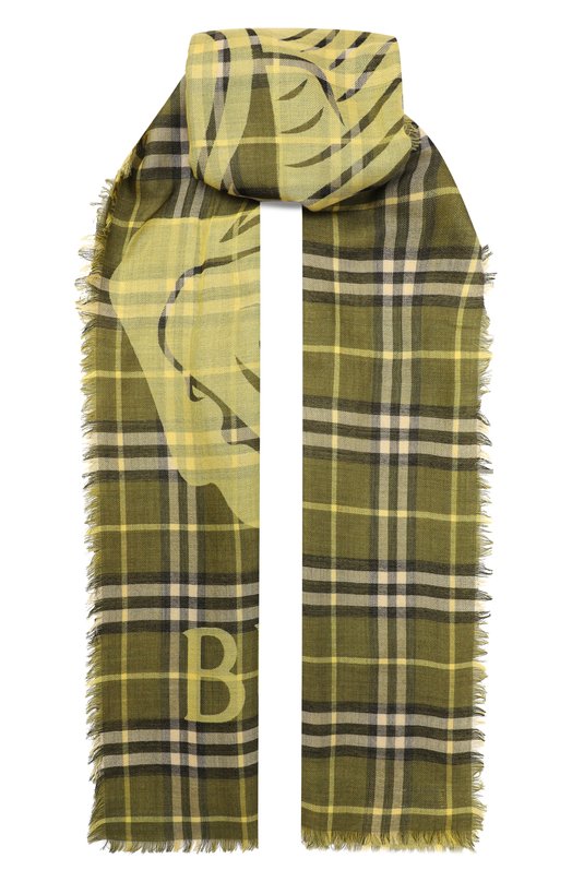 Шарф из шерсти и шелка Burberry 8117901 Зелёный 8117901