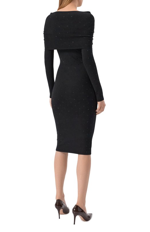 Шерстяное платье с отделкой стразами Max Mara MXMADATTI Чёрный  MXMADATTI Фото 3