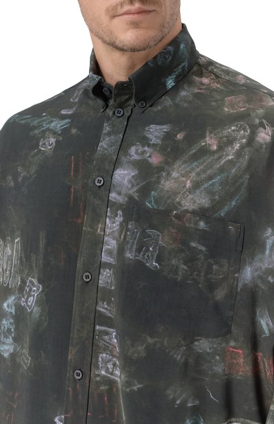 Рубашка из вискозы BALENCIAGA темно-зеленого цвета по цене 163000 руб., арт. 857811/TTL78, фото 5 Рубашка из вискозы BALENCIAGA, арт. 857811/TTL78, фото 5