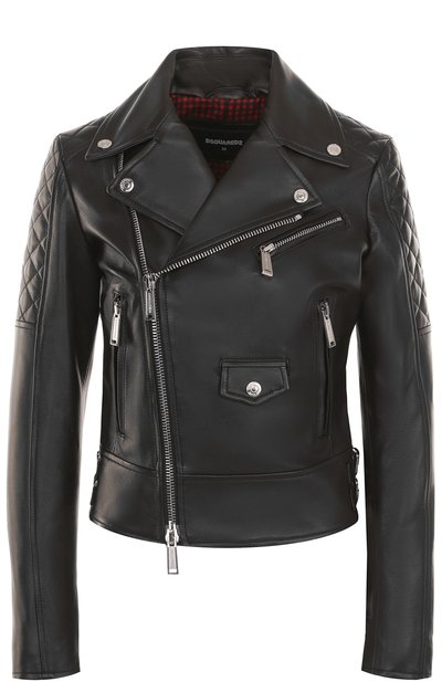 Приталенная кожаная курт ка с косой молнией DSQUARED2, арт. S75AM0515/SX8131, фото 1