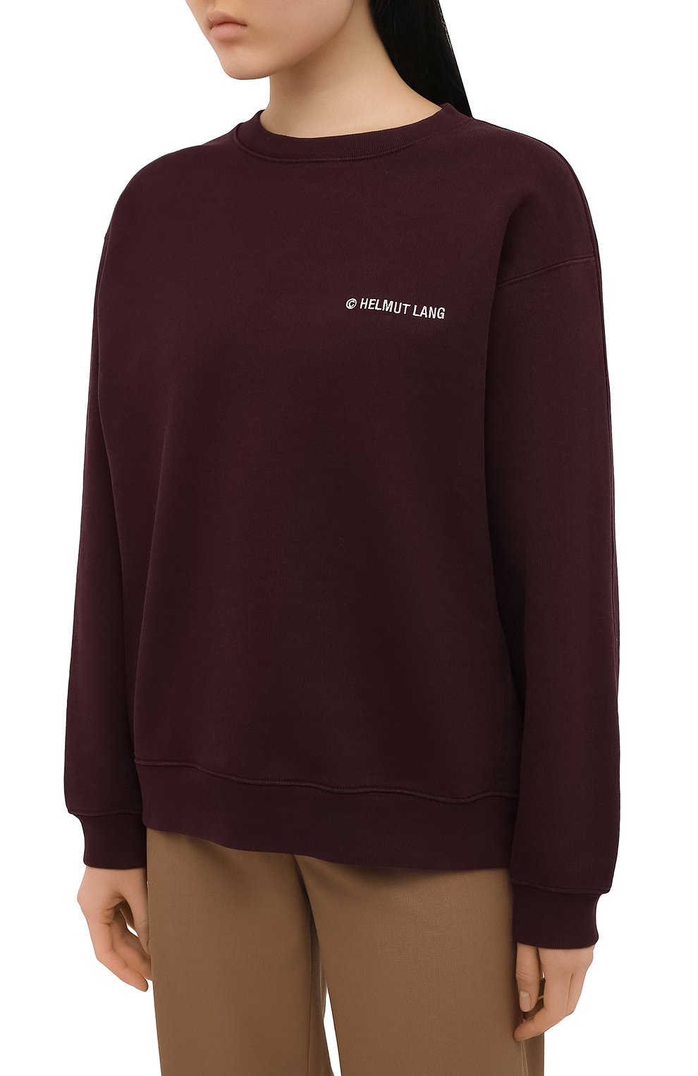 Хлопковый свитшот HELMUT LANG бордового цвета по цене 22050 руб., арт. K10DW507, фото 3 Хлопковый свитшот HELMUT LANG, арт. K10DW507, фото 3