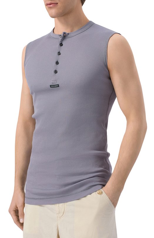 Хлопковая майка Dolce & Gabbana G8T09T/FU7AV Серый  G8T09T/FU7AV Фото 3