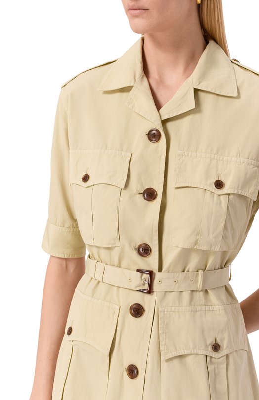 Хлопковое платье Prada P3N62H/15B5 Бежевый  P3N62H/15B5 Фото 4