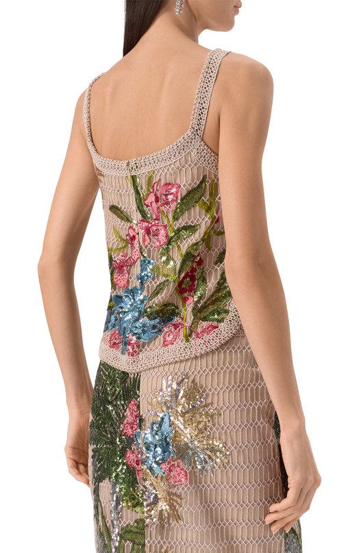 Топ из хлопка и шелка Elie Saab T0184PS25/YA036 Бежевый  T0184PS25/YA036 Фото 4