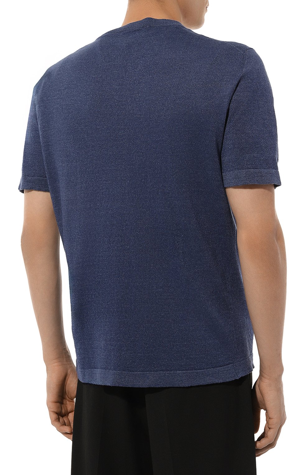Футболка изо льна и хлопка KITON синего цвета по цене 97700 руб., арт. UMM049502, фото 4 Футболка изо льна и хлопка KITON, арт. UMM049502, фото 4
