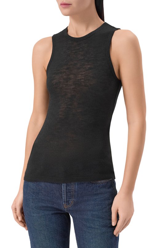 Майка из кашемира и шелка Saint Laurent 849920/Y38BL Чёрный  849920/Y38BL Фото 3