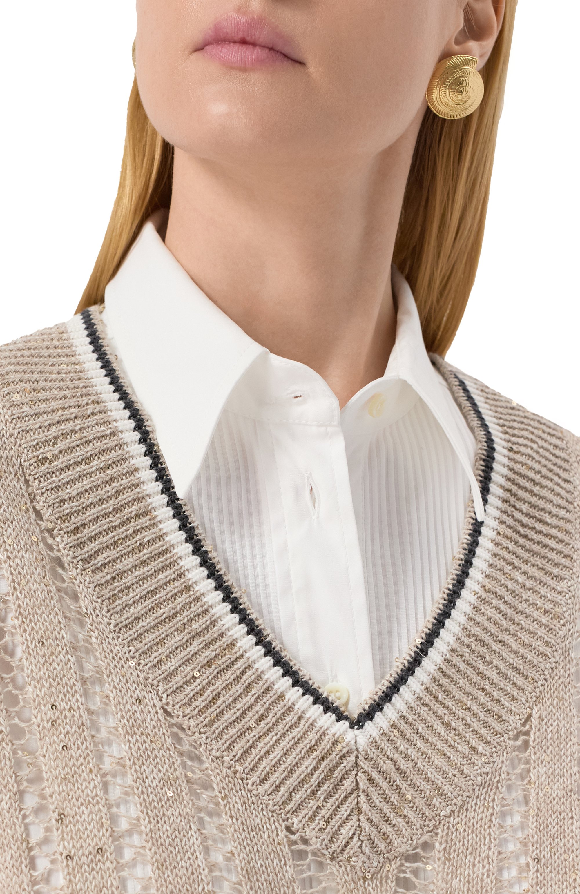 Льняной жилет BRUNELLO CUCINELLI бежевого цвета по цене 125500 руб., арт. MC0559412, фото 5 Льняной жилет BRUNELLO CUCINELLI, арт. MC0559412, фото 5