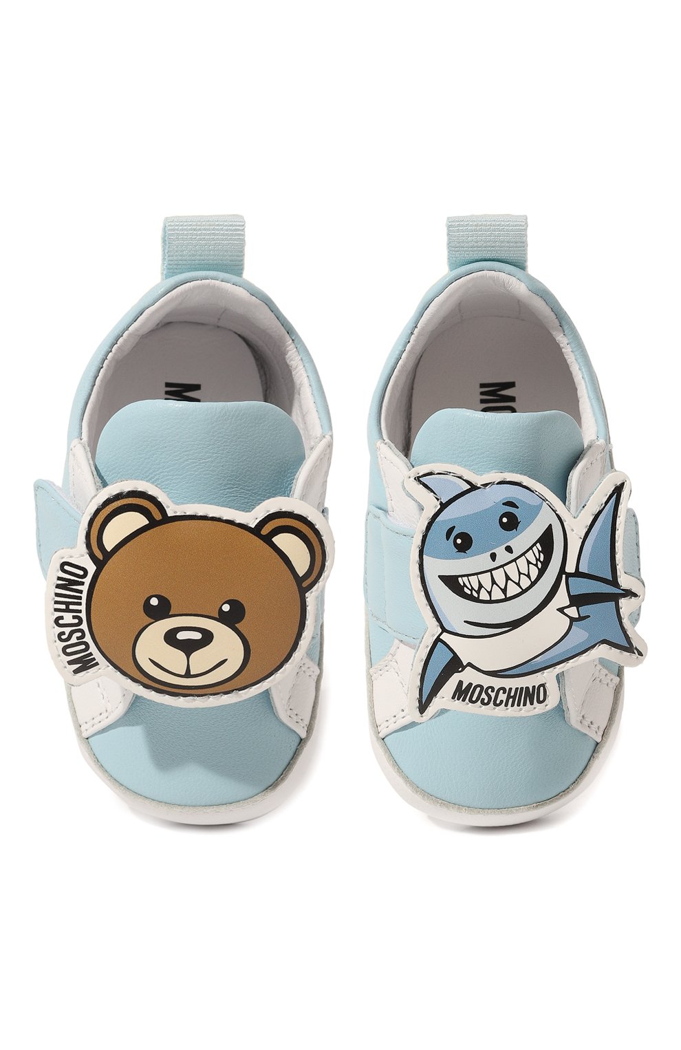 Кожаные пинектки MOSCHINO голубого цвета по цене 18700 руб., арт. 74267, фото 4 Кожаные пинектки MOSCHINO, арт. 74267, фото 4