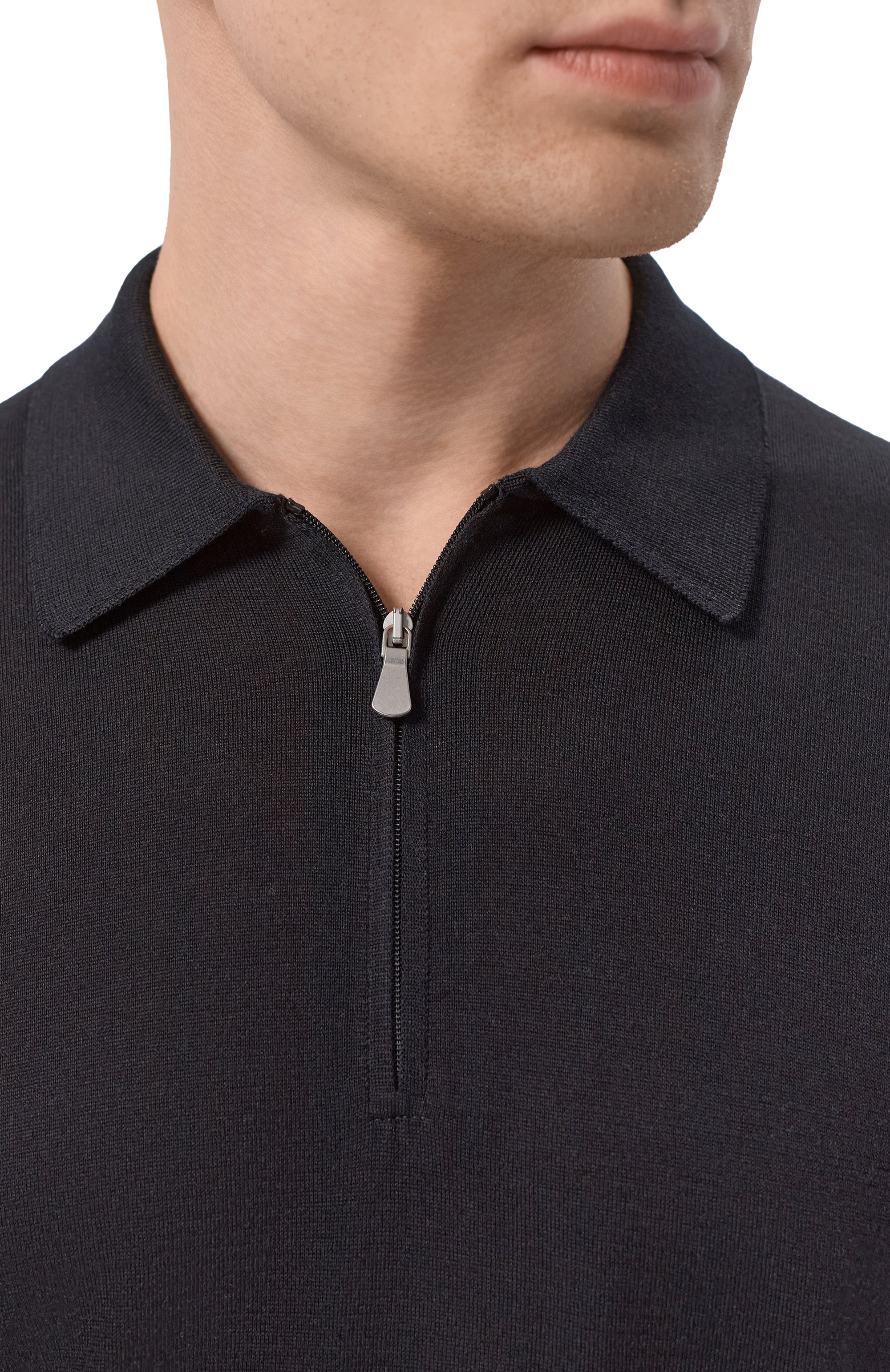 Поло из шелка и хлопка GRAN SASSO черного цвета по цене 37200 руб., арт. 43166/16290, фото 5 Поло из шелка и хлопка GRAN SASSO, арт. 43166/16290, фото 5