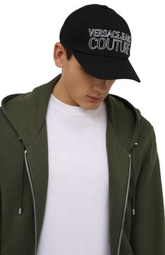 Мужская хлопковая бейсболка VERSACE JEANS COUTURE черного цвета, арт. 71GAZK11-BASEBALL CAP WITH PENCES/ZG010 | Фото 2 (Материал: Текстиль, Хлопок; Материал сплава: Проставлено; Нос: Не проставлено)