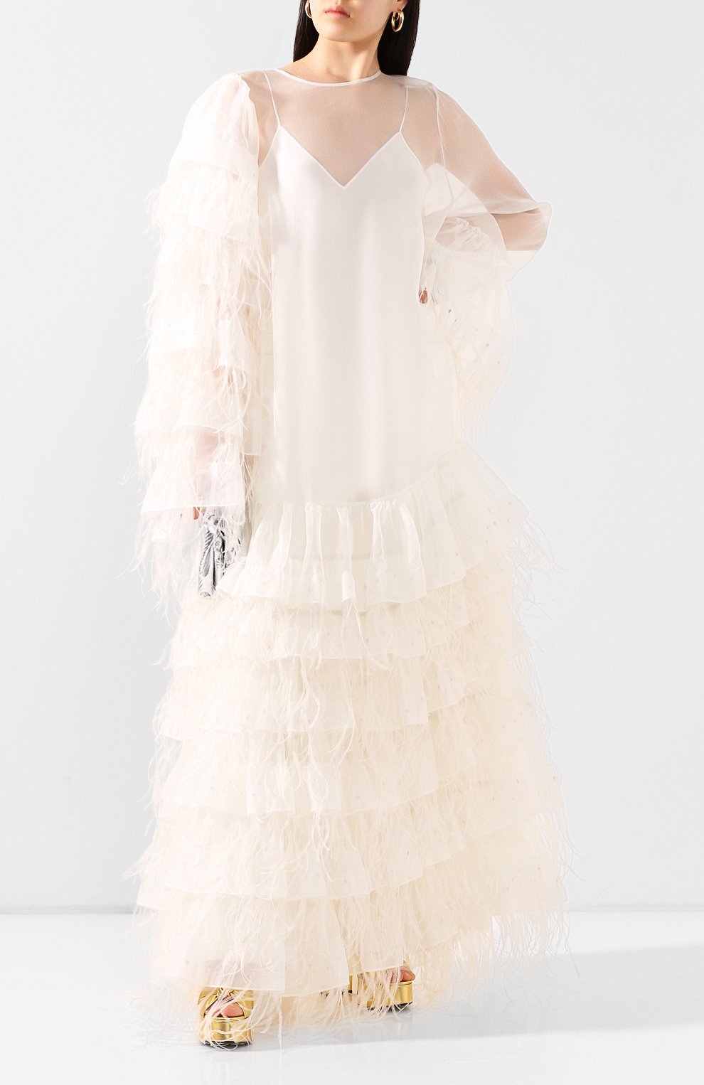 Платье с отделкой перьями  DRIES VAN NOTEN, арт. 201-11039-9065, фото 2