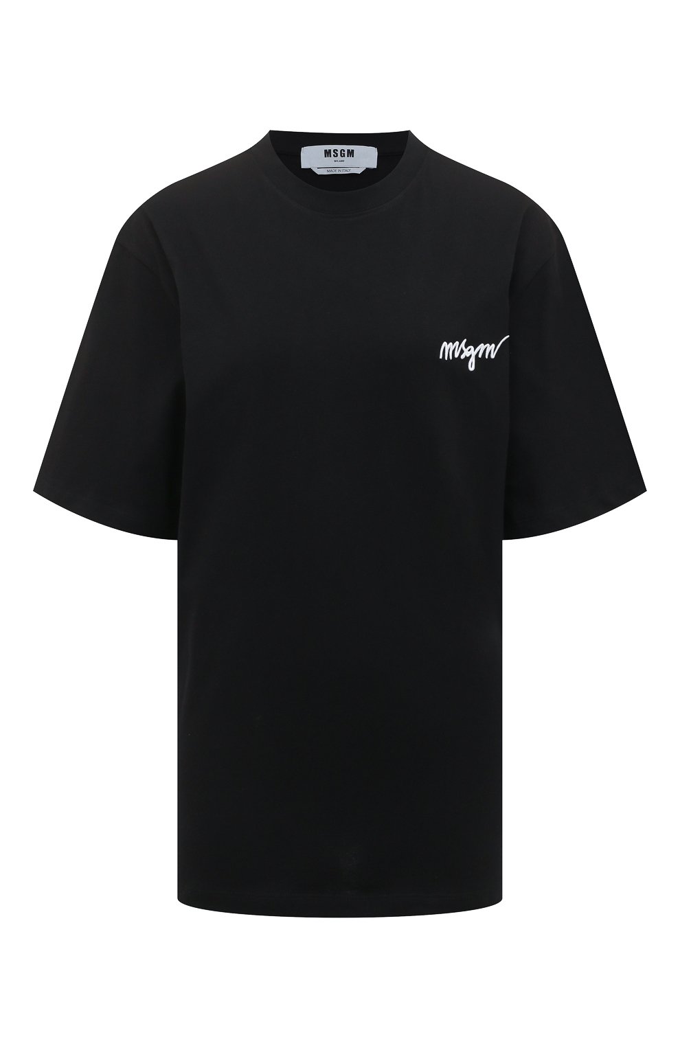 Хлопковая футболка MSGM черного цвета по цене 17250 руб., арт. 3242MDM261 227298, фото 1 Хлопковая футболка MSGM, арт. 3242MDM261 227298, фото 1