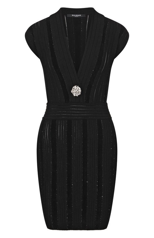 Платье из вискозы Balmain GF1R6026/KJ37 Чёрный GF1R6026/KJ37