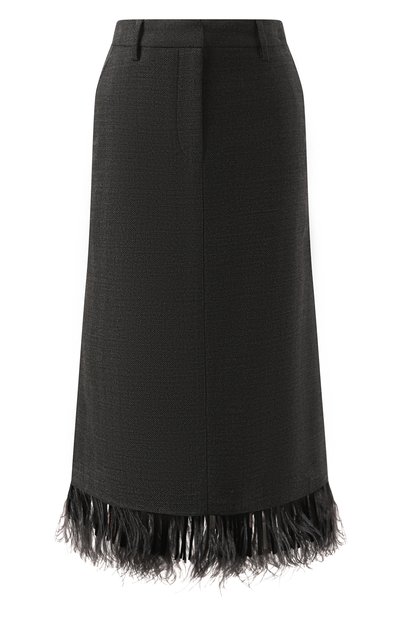 Шерстяная юбка с отделкой перьями BRUNELLO CUCINELLI, арт. MD595G3652, фото 1