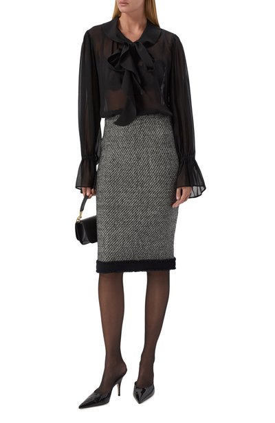 Твидовая юбка NINA RICCI серого цвета по цене 69950 руб., арт. 26AMJU002/ML0615, фото 2 Твидовая юбка NINA RICCI, арт. 26AMJU002/ML0615, фото 2
