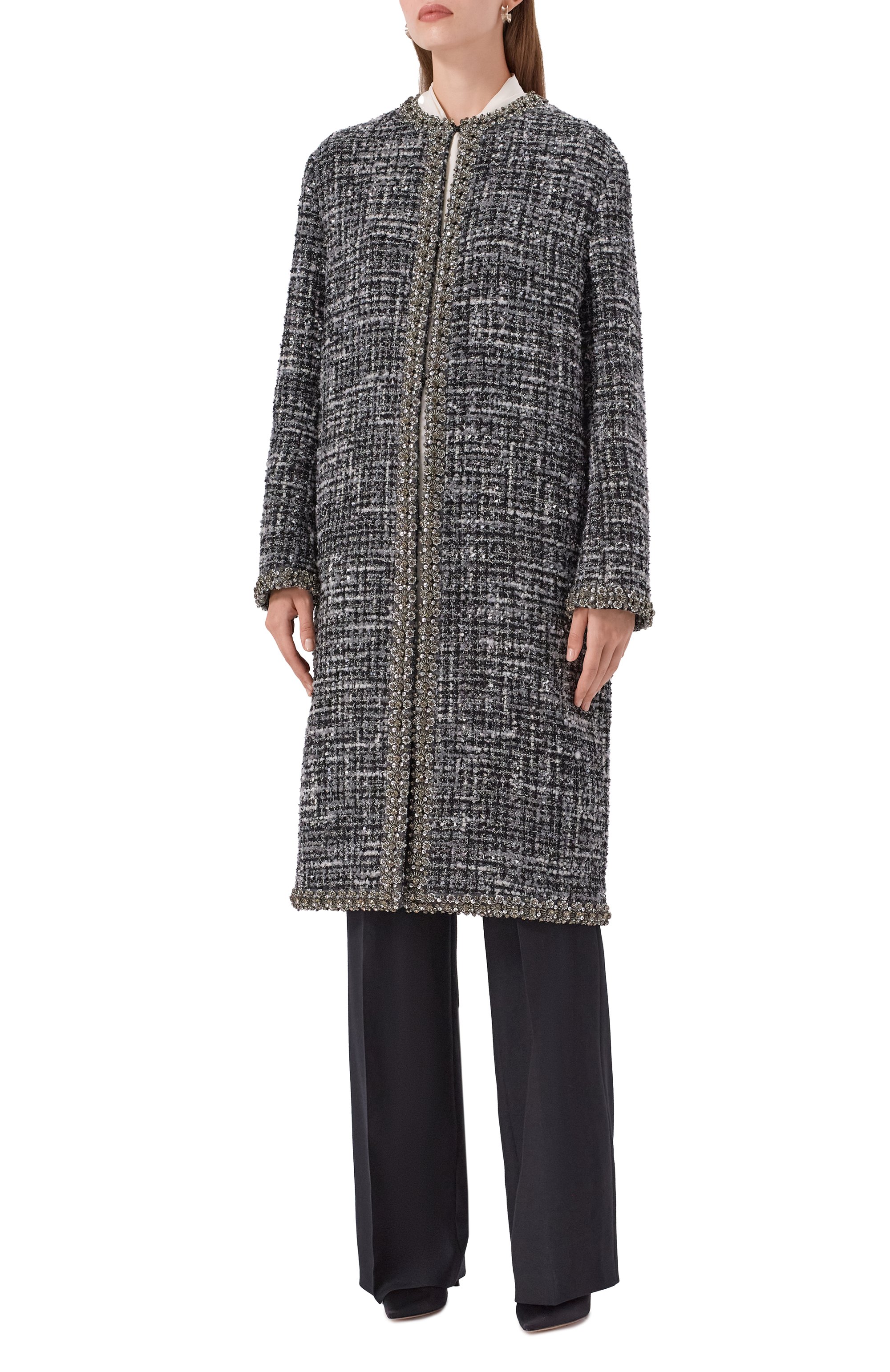 Твидовое пальто VALENTINO серого цвета по цене 827500 руб., арт. 5B3CA7858SF, фото 3 Твидовое пальто VALENTINO, арт. 5B3CA7858SF, фото 3