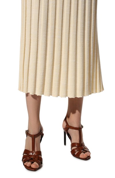 Кожаные босоножки tribute SAINT LAURENT коричневого цвета по цене 85200 руб., арт. 620673/DWE00, фото 3 Кожаные босоножки tribute SAINT LAURENT, арт. 620673/DWE00, фото 3