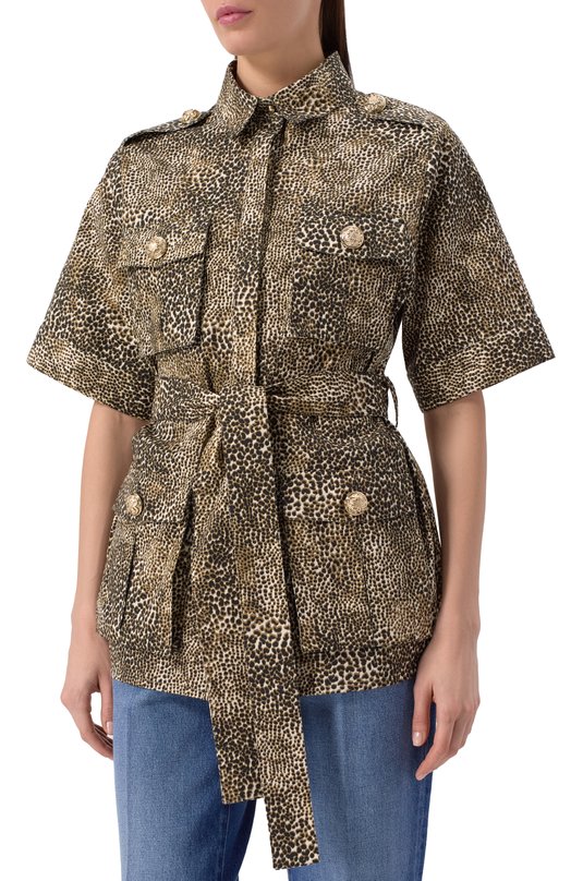 Хлопковая блузка Elie Saab SH098PS25 Леопардовый  SH098PS25 Фото 3