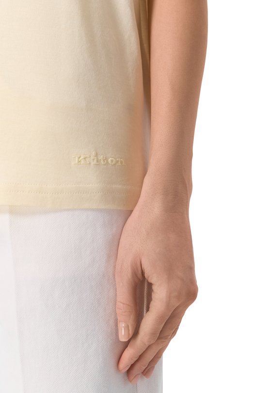 Футболка из шелка и хлопка Kiton D59418K0925F03 Жёлтый  D59418K0925F03 Фото 5