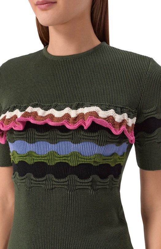 Хлопковый пуловер Marni GCMD0640Q0/UFCC21 Хаки  GCMD0640Q0/UFCC21 Фото 5