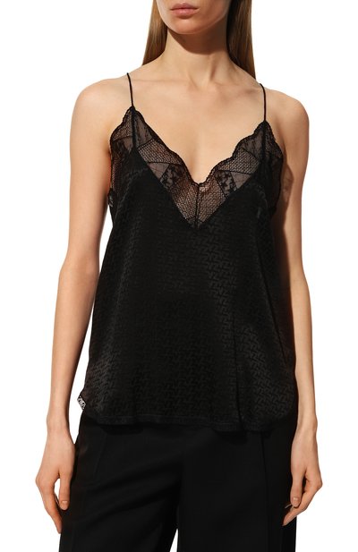 Шелковый топ ZADIG AND VOLTAIRE черного цвета по цене 26150 руб., арт. WKCP0702F, фото 3 Шелковый топ ZADIG AND VOLTAIRE, арт. WKCP0702F, фото 3