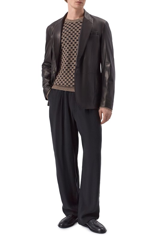 Кожаный пиджак Giorgio Armani GM003094/AF24485 Чёрный  GM003094/AF24485 Фото 2