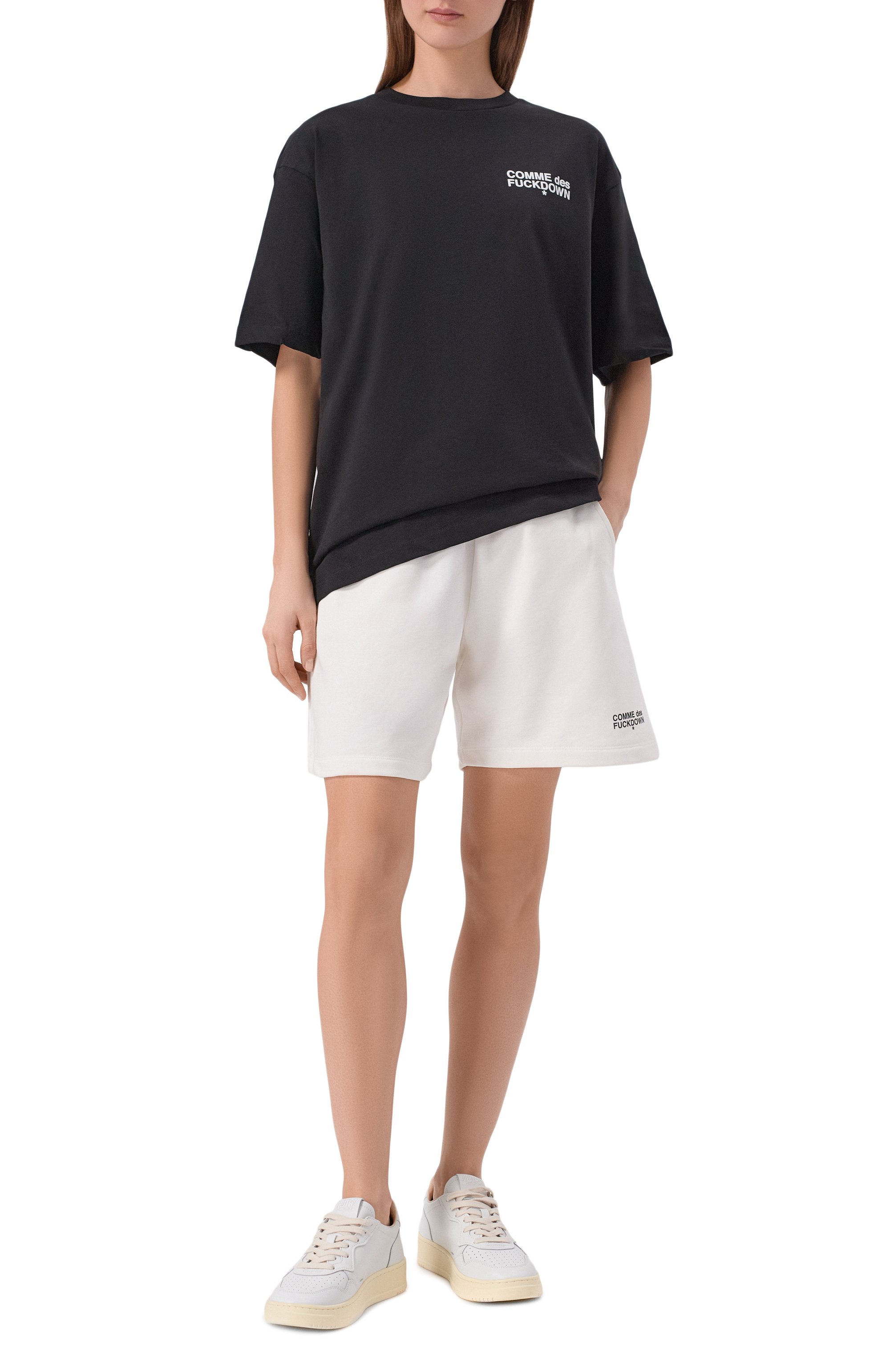 Хлопковые шорты COMME DES FUCKDOWN белого цвета по цене 9910 руб., арт. CFABW01556, фото 2 Хлопковые шорты COMME DES FUCKDOWN, арт. CFABW01556, фото 2