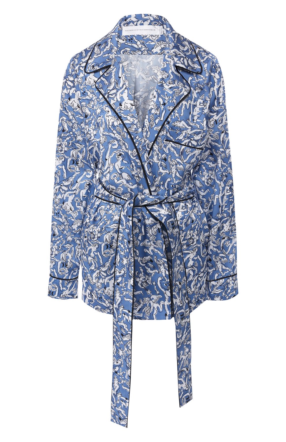 Блузка с поясом VICTORIA, VICTORIA BECKHAM синего цвета по цене 28850 руб., арт. SHVV 159 SS19 PRINTED P0LY TWILL, фото 1 Блузка с поясом VICTORIA, VICTORIA BECKHAM, арт. SHVV 159 SS19 PRINTED P0LY TWILL, фото 1