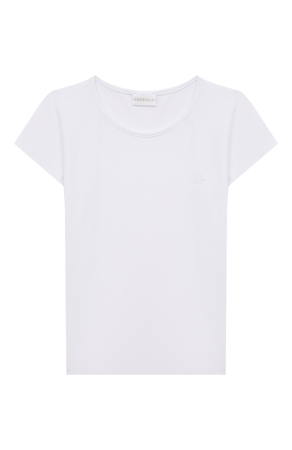 Хлопковая футболка LA PERLA кремового цвета по цене 5715 руб., арт. 44764/8A-14A, фото 1 Хлопковая футболка LA PERLA, арт. 44764/8A-14A, фото 1