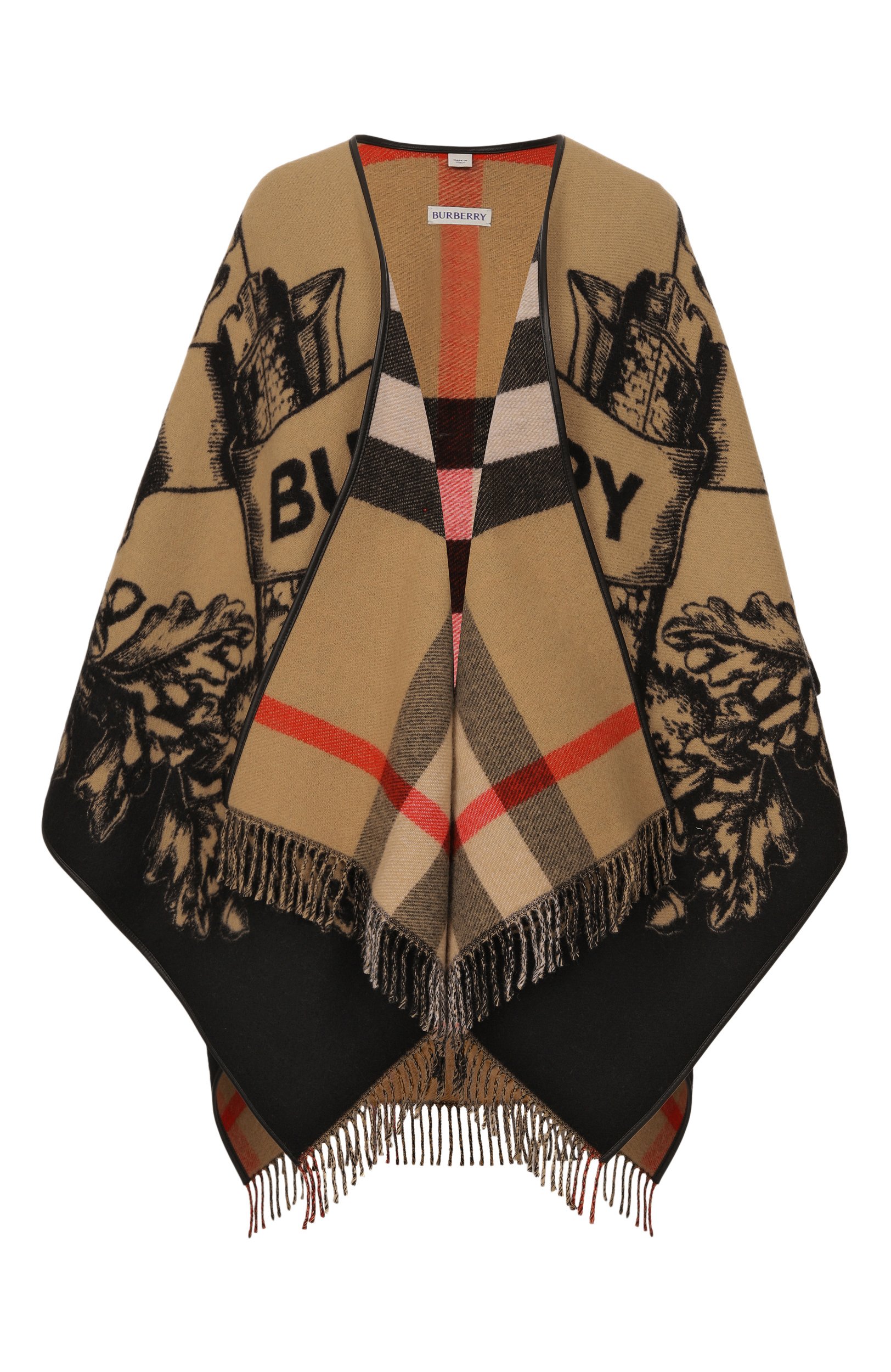 Шерстяное пончо BURBERRY бежевого цвета по цене 183500 руб., арт. 8074875, фото 1 Шерстяное пончо BURBERRY, арт. 8074875, фото 1
