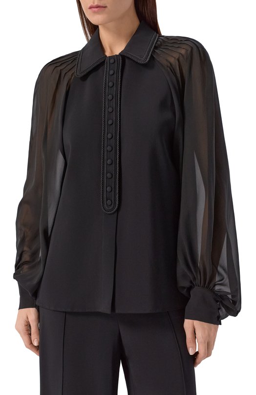 Блузка из вискозы и шелка Elie Saab SH132EF25CD020 Чёрный  SH132EF25CD020 Фото 3