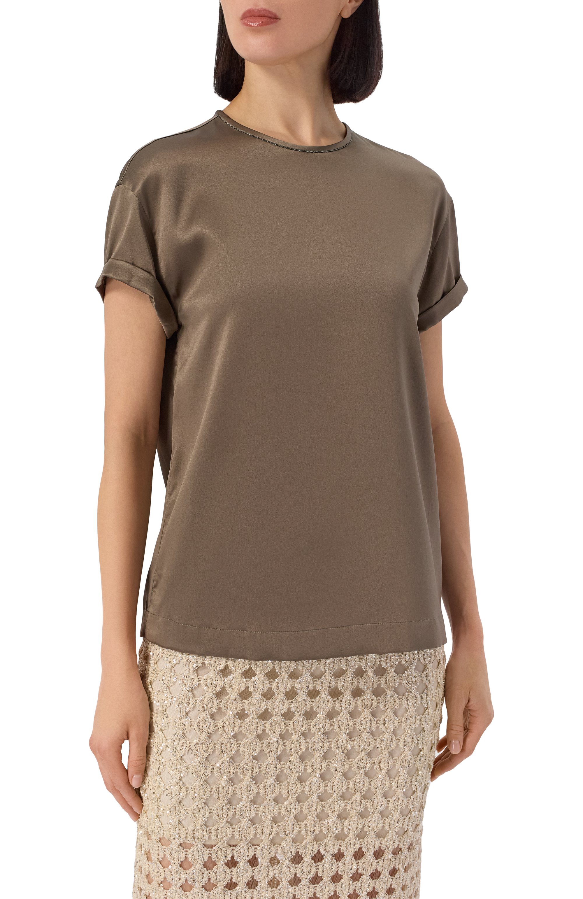 Атласный топ BRUNELLO CUCINELLI, арт. MPC59DE310, фото 3