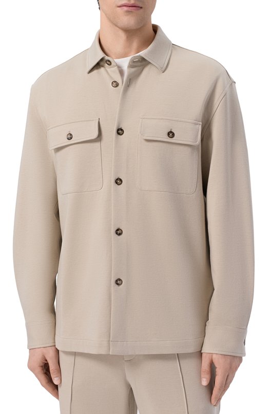 Хлопковая рубашка 12 STOREEZ 136580 Бежевый  136580 Фото 3