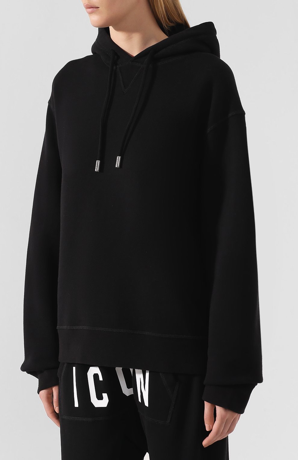Хлопковое худи DSQUARED2 черного цвета по цене 32450 руб., арт. S75GU0234/S25042, фото 3 Хлопковое худи DSQUARED2, арт. S75GU0234/S25042, фото 3