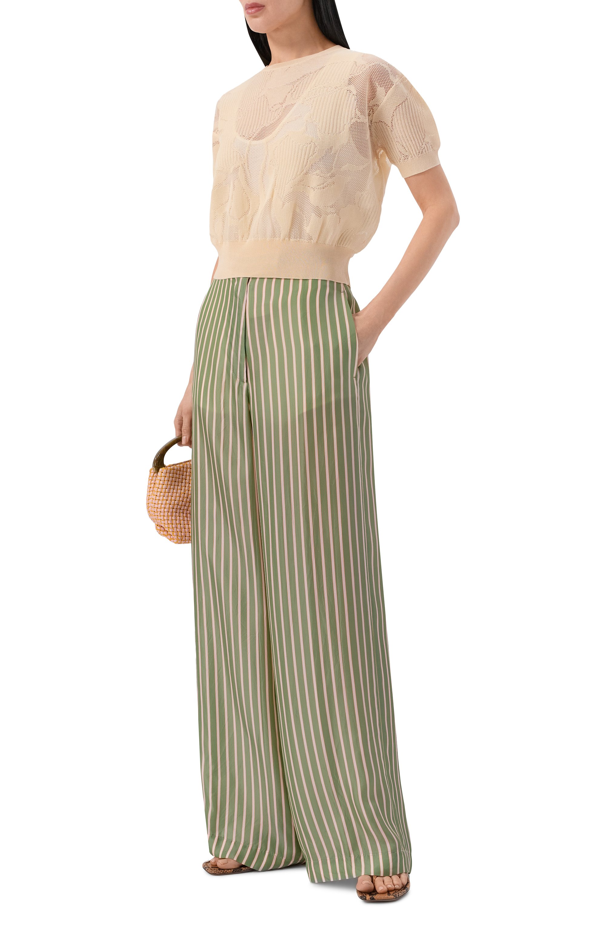 Брюки DRIES VAN NOTEN зеленого цвета по цене 79550 руб., арт. 010946/3274, фото 2 Брюки DRIES VAN NOTEN, арт. 010946/3274, фото 2