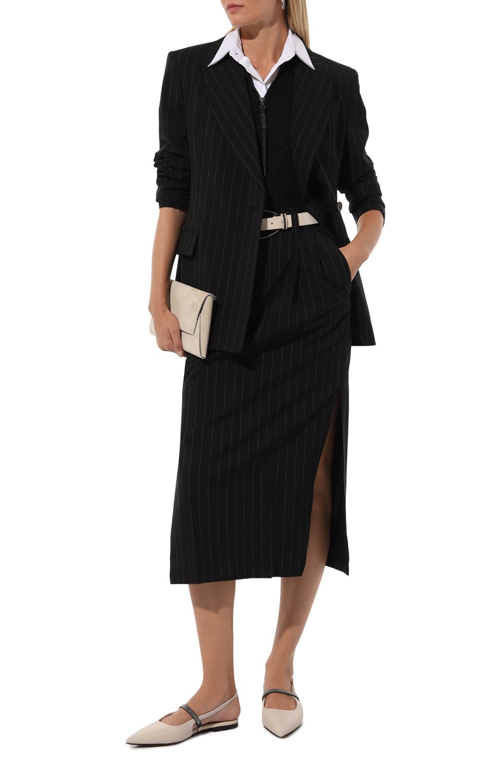 Юбка из шерсти и хлопка BRUNELLO CUCINELLI черного цвета по цене 175500 руб., арт. MP586G3664, фото 2 Юбка из шерсти и хлопка BRUNELLO CUCINELLI, арт. MP586G3664, фото 2