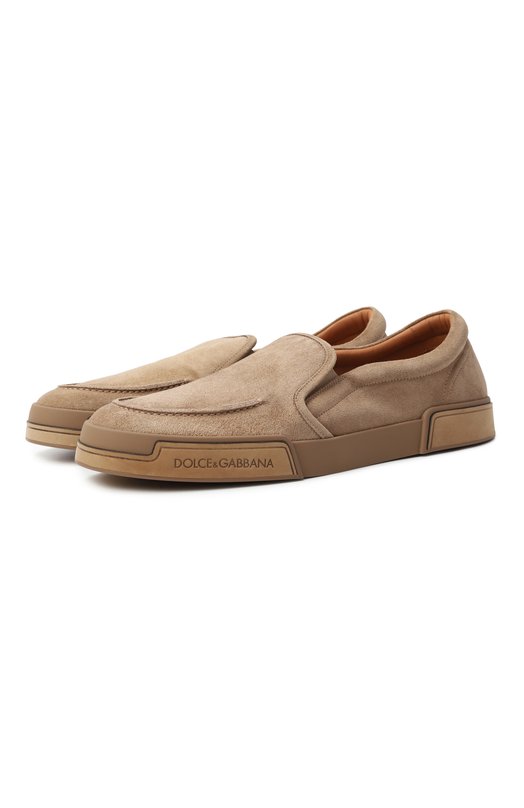 Замшевые слипоны Dolce & Gabbana A50732/AT441 Бежевый A50732/AT441