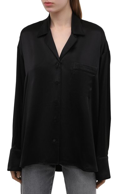 Шелковая рубашка ALEXANDERWANG.T черного цвета по цене 35800 руб., арт. 4WC2211454, фото 3 Шелковая рубашка ALEXANDERWANG.T, арт. 4WC2211454, фото 3