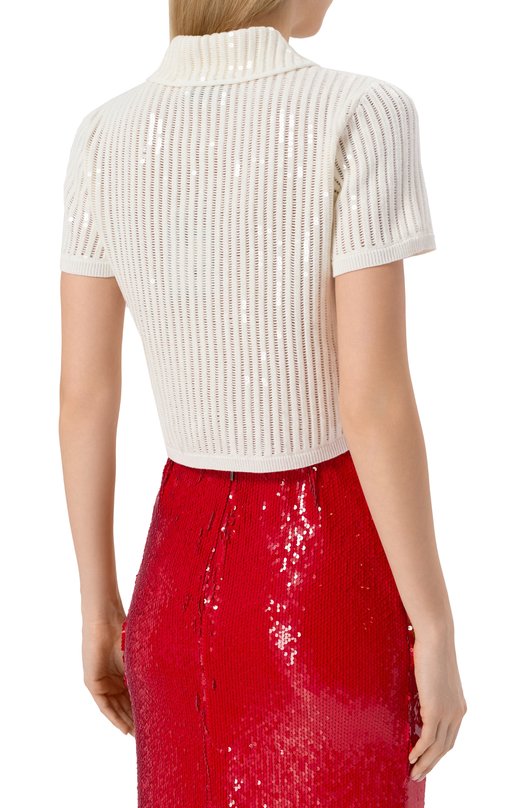 Хлопковый кардиган self-portrait SS25126TW Белый  SS25126TW Фото 4
