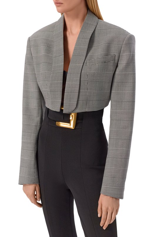 Шерстяной жакет Balmain GF1SD260/WD31 Чёрно-белый  GF1SD260/WD31 Фото 3