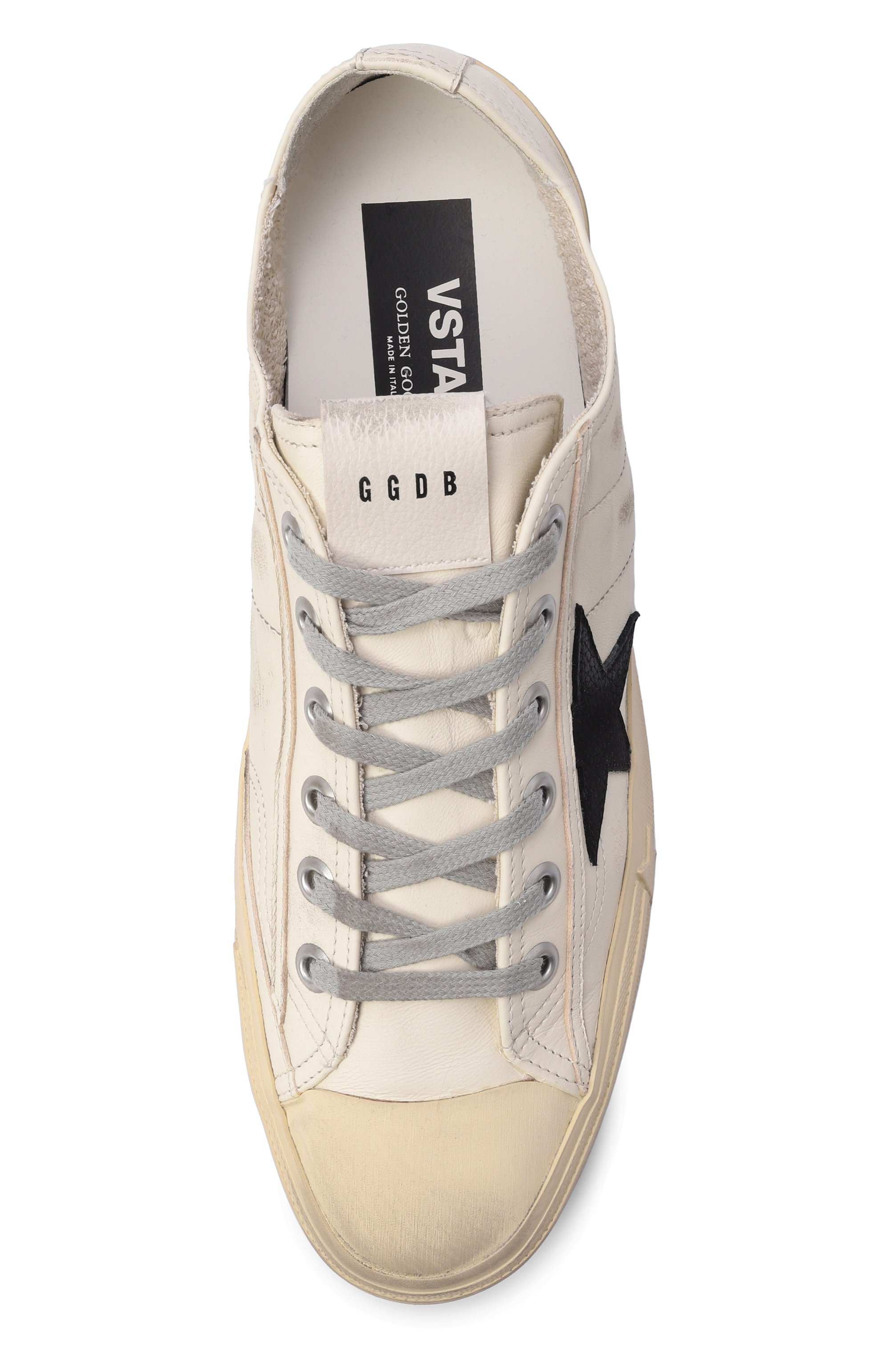 Кожаные кеды v-star GOLDEN GOOSE DELUXE BRAND кремового цвета по цене 68200 руб., арт. GMF00129.F003996, фото 5 Кожаные кеды v-star GOLDEN GOOSE DELUXE BRAND, арт. GMF00129.F003996, фото 5