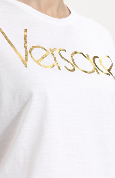 Хлопковая футболка прямого кроя с логотипом бренда VERSACE, арт. A79798/A201952, фото 5