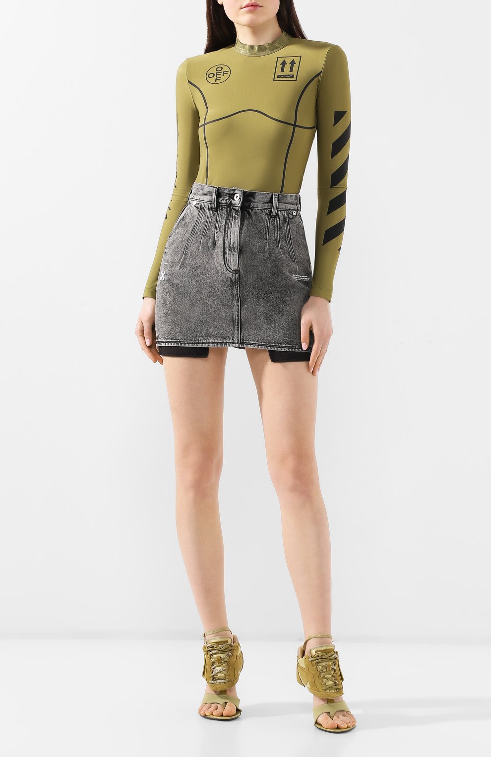 Лонгслив OFF-WHITE хаки цвета по цене 58200 руб., арт. 0WAB016S19E020774310, фото 2 Лонгслив OFF-WHITE, арт. 0WAB016S19E020774310, фото 2