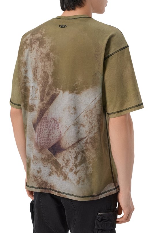 Хлопковая футболка Diesel A19976/0EPCD Хаки  A19976/0EPCD Фото 4